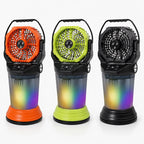 Ventilatore Nebulizzatore da Campeggio per Esterni con Lanterna, Spray Nano ABS+PP, 15000mAh, 2000ml, Torcia LED RGB Brushless, 4 Velocità, Verde/Arancione/Nero