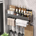 Scaffale da Cucina Color Canna di Fucile - Organizzatore Multifunzionale in Alluminio Senza Foratura per Spezie e Coltelli