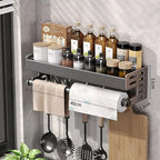 Scaffale da Cucina Color Canna di Fucile - Organizzatore Multifunzionale in Alluminio Senza Foratura per Spezie e Coltelli