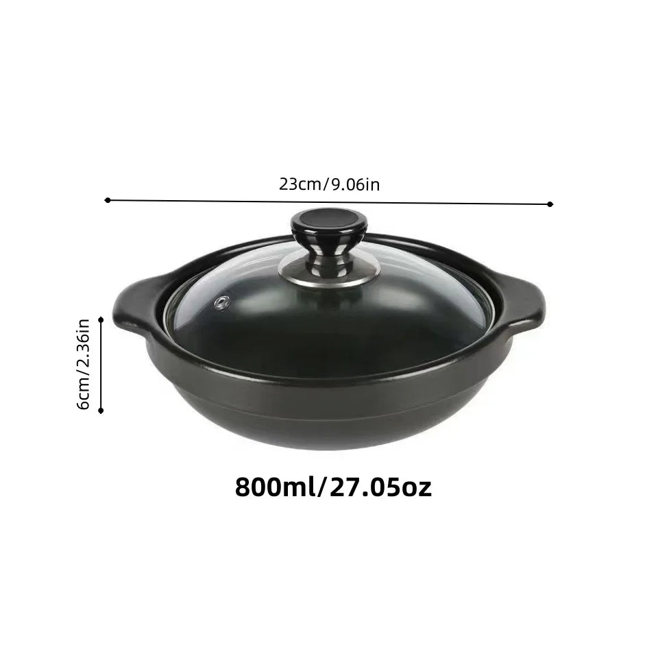 1 pentola in argilla ceramica con coperchio - Pentola in argilla di grado ristorante tradizionale asiatico per cucinare il delizioso riso, ciotola in pietra poco profonda