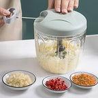 Manueller Gemüseschneider 1 Stück, Manueller Zerkleinerer mit Zugseil, Küchenmaschine für Salate, Knoblauch und Zwiebeln