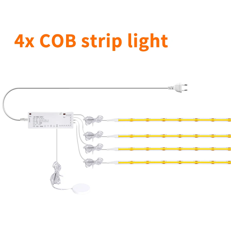 Striscia LED COB 12V 320LED/m dimmerabile con tocco in legno penetrabile e sensore di movimento per cucina/guarda-roupa/vetrina/arredamento dell'armadio