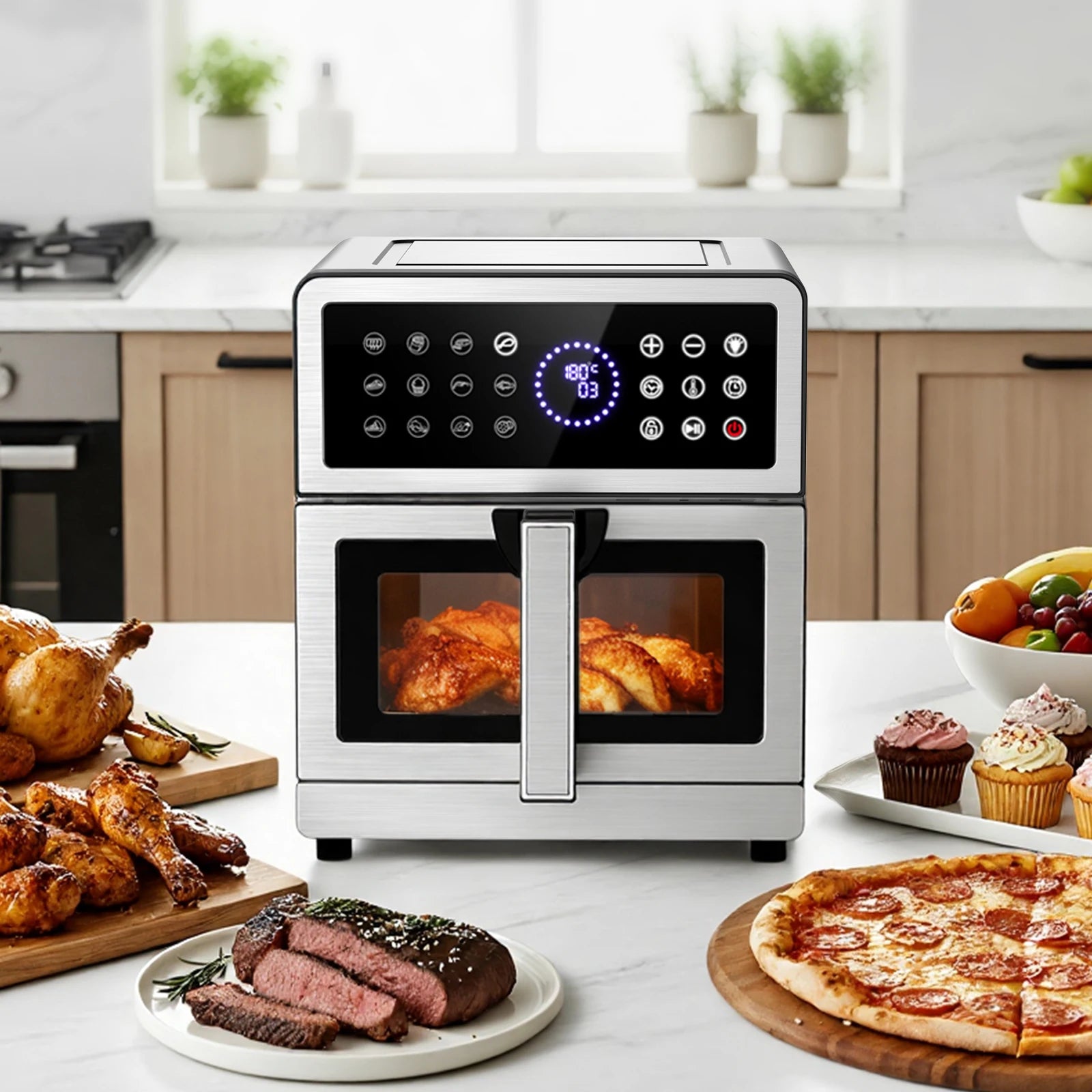 Friggitrice ad aria 8 litri 2150W con doppia resistenza e finestra visibile