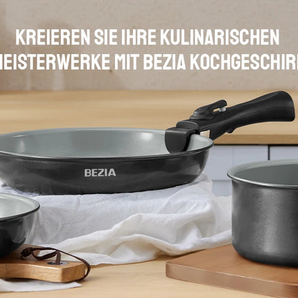 Set of Pans with Removable Handle, Nonstick Ceramic Pans, Induction Pan Set with Cookware, for All Hob Types