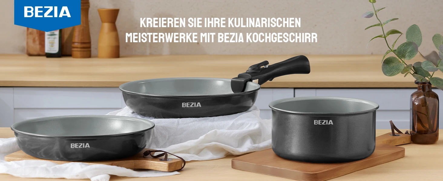 Pfannenset mit abnehmbarem Griff, antihaftbeschichtete Keramikpfannen, Induktionspfannenset mit Kochutensilien, für alle Herdarten