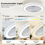 Ventilatore da soffitto con luce LED, telecomando, 6 velocità e luce dimmerabile 3000K-6000K