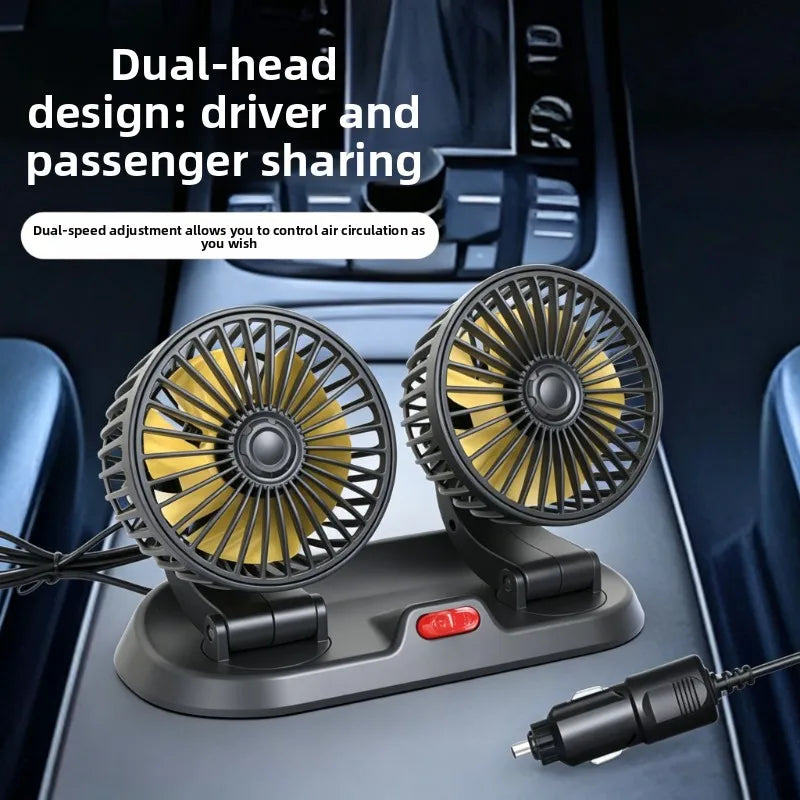Ventilatore USB 5V, Ventilatore per Auto 12V a Doppia Testa, 2 Velocità Regolabili, Raffreddatore d'Aria Silenzioso per Interni Auto, Accessorio Essenziale per l'Estate