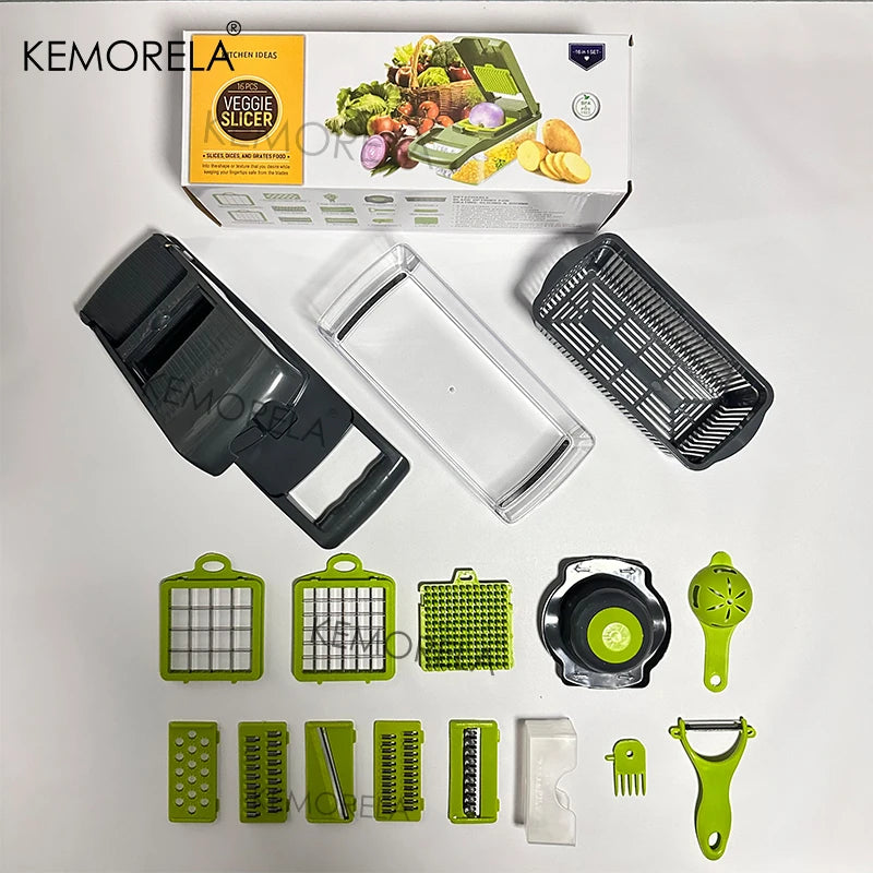 14/16 in 1 tritatutto per verdure multifunzionale cipolla patate tritatutto griglia alimentare grattugia per uso alimentare affettatrice per verdure da cucina Dicer