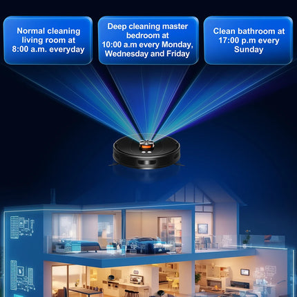 Liectroux T9 Robot Vacuum and Mop with LDS Navigation, 6500Pa Powerful Suction, Auto-Empty Station, Multi-Floor Mapping, Carpet Boost, Tangle-Free Brushes, 2.4/5GHz WiFi