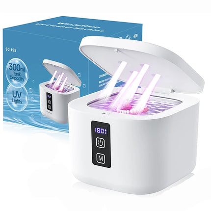 KUNPHY Detergente per fermi a ultrasuoni dentali con luce UV, timer digitale, per dentiere, paradenti, allineatori, protezione notturna, 300 ml