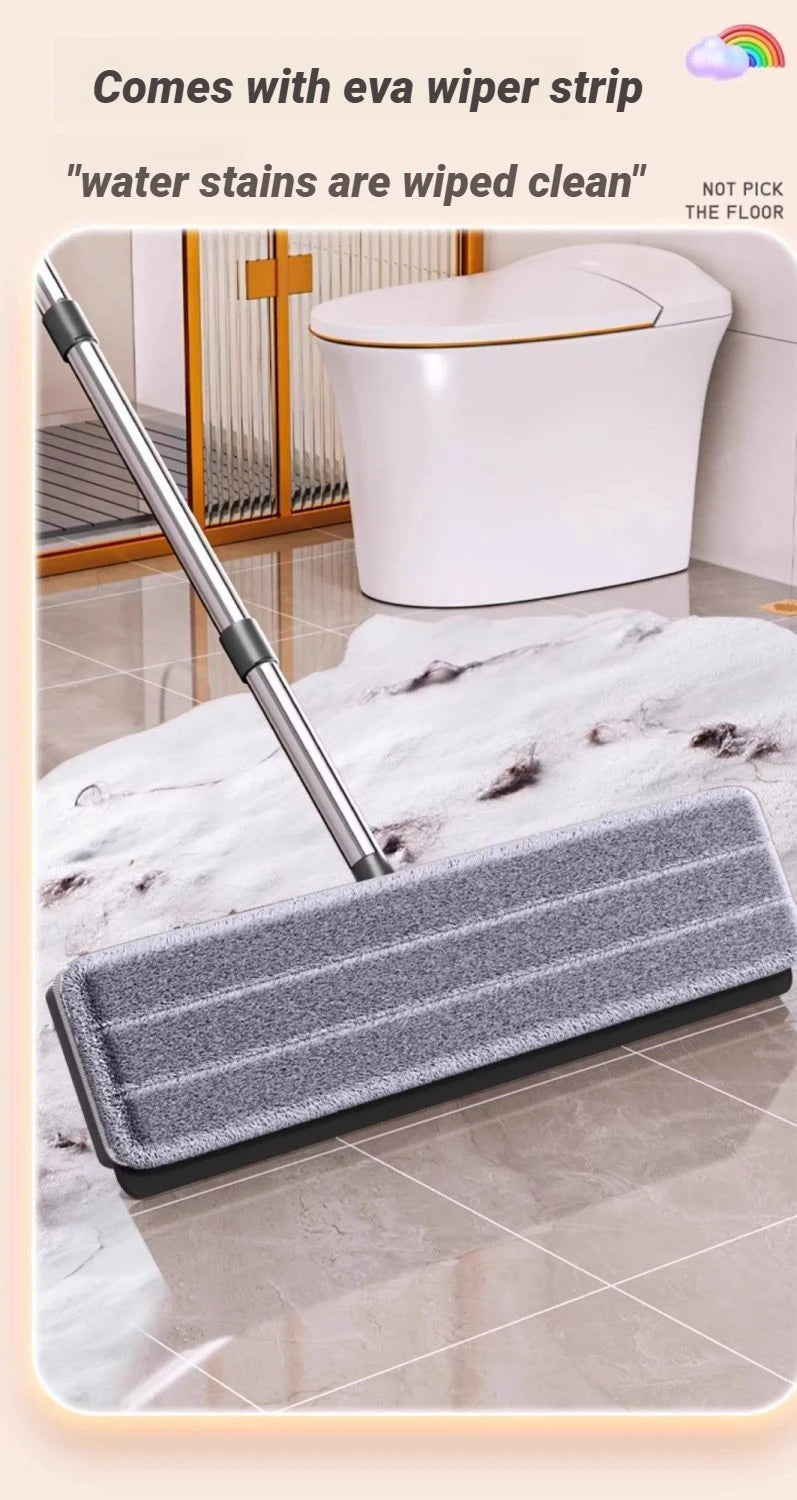JOYBOS 40cm Flachwischmopp-Set „Hands Free“ mit Eimer, rotierender Bodenreiniger, waschbare Mikrofaser für Bad, WC und Zuhause