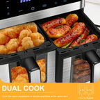 Forno friggitrice ad aria a doppio cestello da 9 litri con finestre Easy View - Oyajia