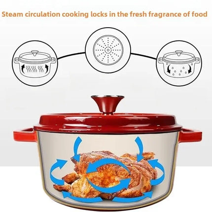 Household Soup Pot Enamelled Pot with Lid Ceramic Enamel Heat-Resistant Two-Ear Non-Stick Pot Gas Induction Cooker Kitchen Utensils