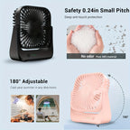Mini ventilatore portatile USB da tavolo, flusso d'aria potente e funzionamento silenzioso, 4 velocità, vento a 180° ° Ventilatori da terra girevoli per la casa
