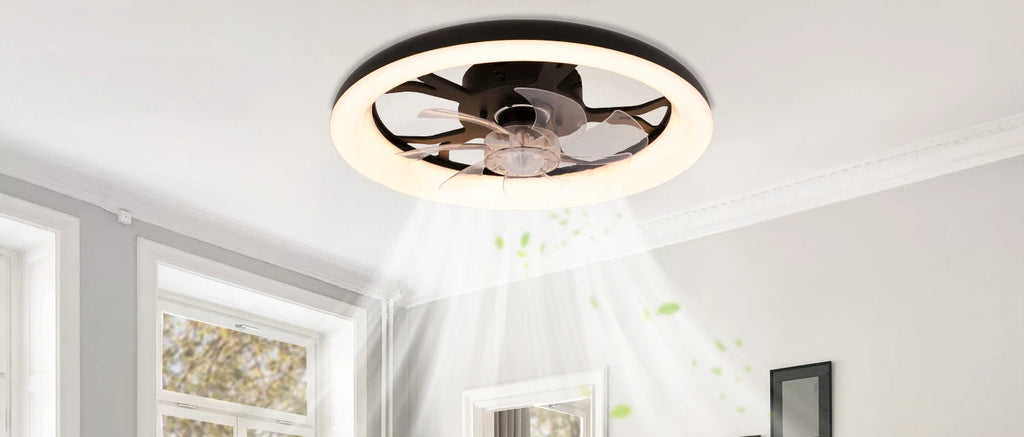 Ventilatore da Soffitto Intelligente XINGOO Nordic con Luce e Telecomando, Decorazione per Camera da Letto, Ventilatore con Pale Invisibili