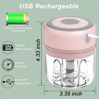 Mini-Elektrozerkleinerer für Knoblauch, tragbarer, kabelloser Gemüsemixer, USB-wiederaufladbarer Zwiebelhacker für Babynahrung, Chili, Kräuter