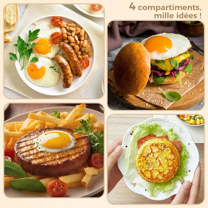 4-hole crepe pan, non-stick egg pan, heavy-duty aluminum pan with handle