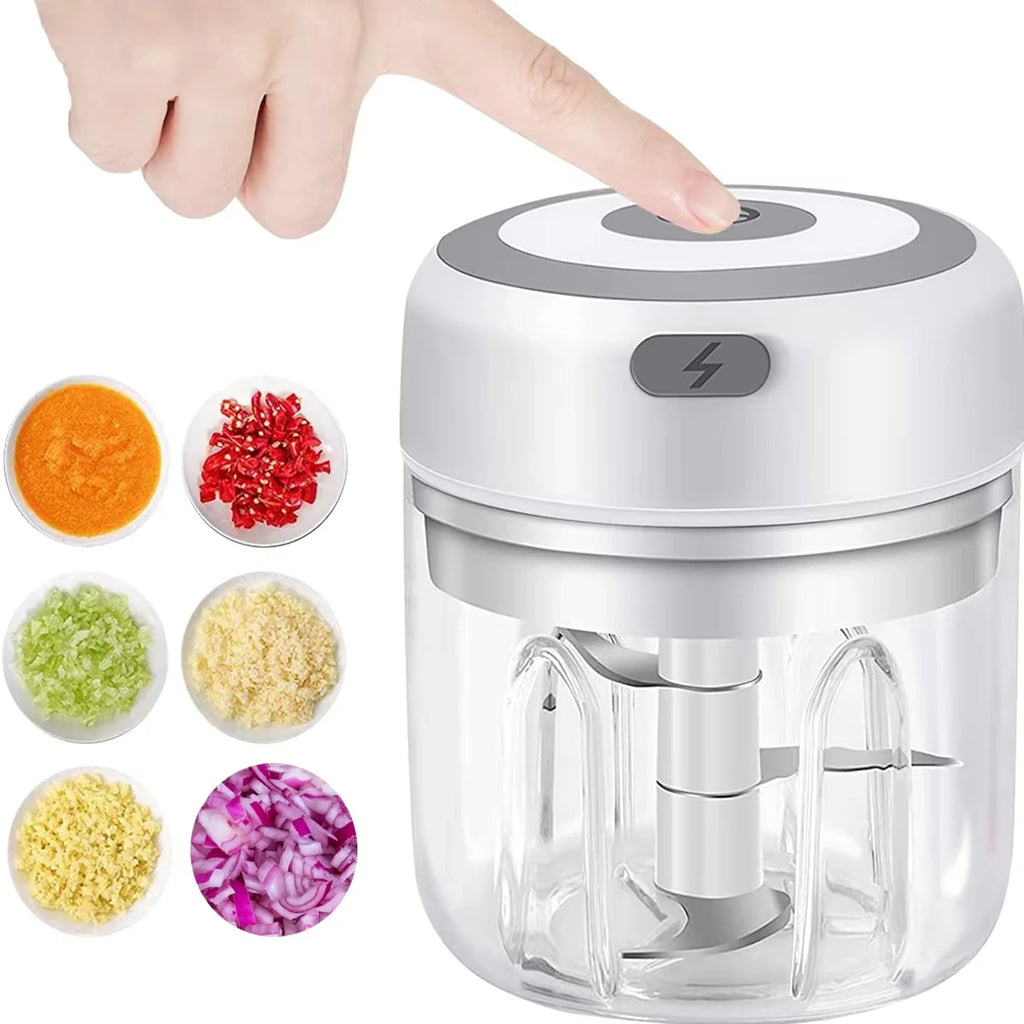 Elektrischer Zerkleinerer für Knoblauch 250ML, Gemüsehacker, USB-Mini-Zerkleinerer für Knoblauch, Zwiebelhacker, kleiner tragbarer Küchenmixer