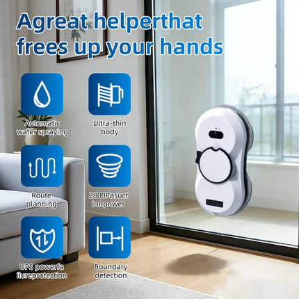 DIVEDEER Window Cleaner Robot with Smart Water Spray High Suction Electric Window Vacuum Double-Sided Glass Cleaner
