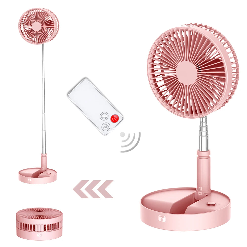 Ventilatore Portatile Pieghevole Ricaricabile [con Telecomando] a Batteria, Ventilatore da Terra Richiudibile, 4 Velocità, Timer