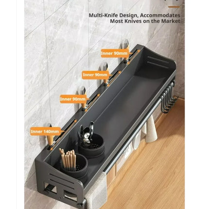 No-punch kitchen shelf, multifunctional wall-mounted knife holder, wall-mounted home organization accessories