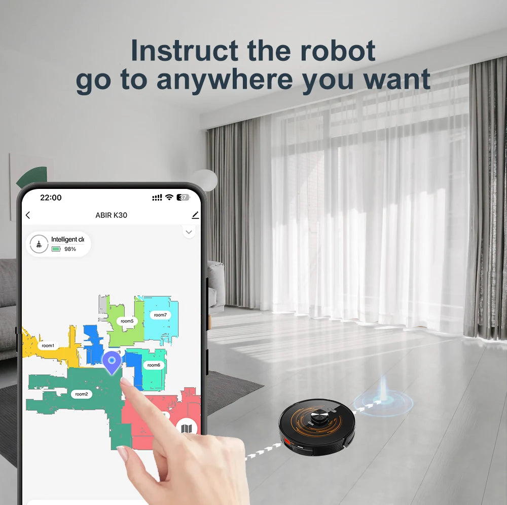 ABIR K30 Saugroboter, automatische Entleerungsstation, Laser-Lidar, 6500PA Saugleistung, mehrstöckige Kartierung, Nass- und Trockengerät für Smart Home