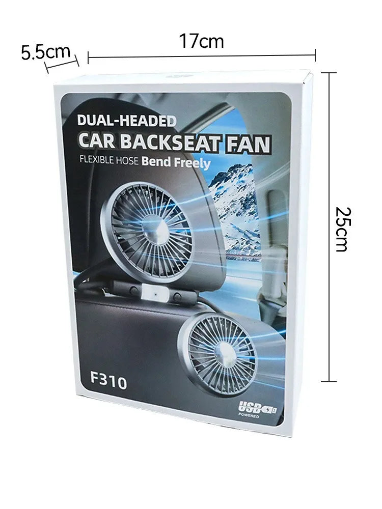 Ventilatore di raffreddamento per sedile auto EAFC a 3 velocità, ricarica USB, doppia testa, illuminazione LED, rotazione a 360 gradi, raffreddatore per il collo, per uso domestico e viaggi