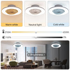 Ventilatore da soffitto da 100W con luce, controllo remoto tramite APP, lampada a LED dimmerabile a 360° °   Luce di sfondo RGB silenziosa girevole a 6 velocità per la casa