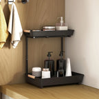 Küchenregal, höhenverstellbares Regal mit 2 Körben, Kaffeebar-Schrank 40 x 30 x 33,5-42 cm