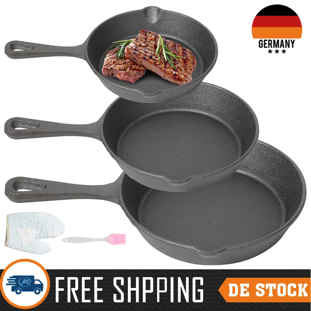 3PC Padella In Ghisa Wok Antiaderente A Nido D'ape Pentola Casa bistecca padella Stufa A Gas Pentola A Induzione Pentole Da Cucina 16/20/26 centimetri