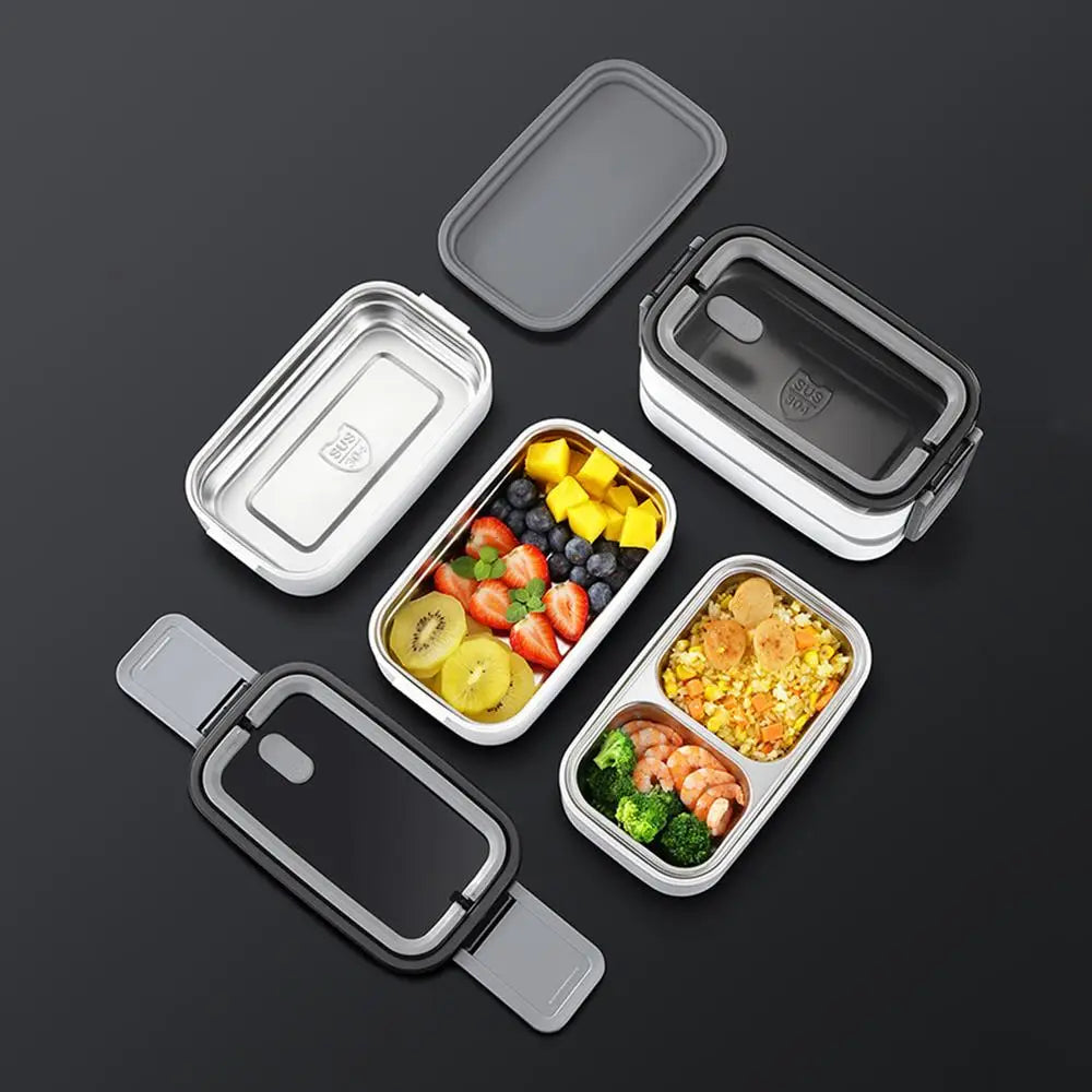 Lunchbox Thermobehälter 2-Schicht-Mahlzeit-Lunchbox mit Griff Auslaufsichere Salatschüssel für Schulreisen, Arbeit im Freien, Camping