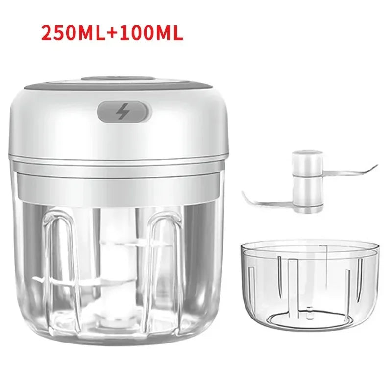 250/100ML Elektrischer Küchenzerkleinerer Mini USB Lebensmittelzerkleinerer Tragbarer Fleischwolf Gemüsezerkleinerer für den Heimgebrauch in der Küche