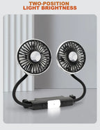 Ventilatore portatile USB a doppia testa regolabile con interruttore indipendente, 3 velocità 360° °   Ventilatore da Poggiatesta per Auto, per Casa e Sedile Posteriore