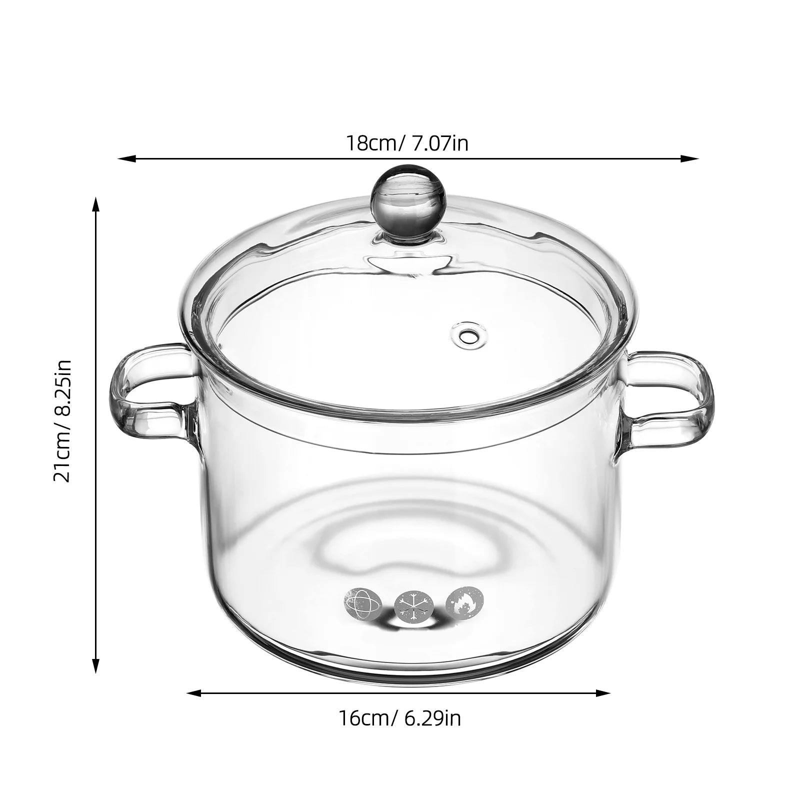 Extra große 1900 ml Borosilikatglas-Schmorpfanne Transparenter Suppentopf mit Deckel Hitzebeständiger Glas-Kochtopf mit Doppelgriff für Zuhause