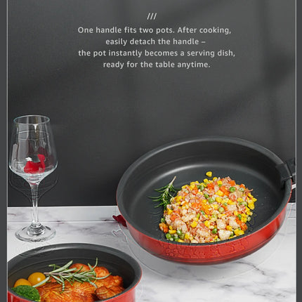 COOKER KING Non-stick Pan Set with Removable Handle, Food Grade Coating, Induction Cooking Pot, Steak and Omelette Pan