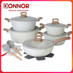 DONNOR 15/16-teiliges Topfset Antihaft-Bratpfanne 15/16-teiliges Kochgeschirr Milchkännchen Suppentopf Küchenset Gasherd Induktionsherd