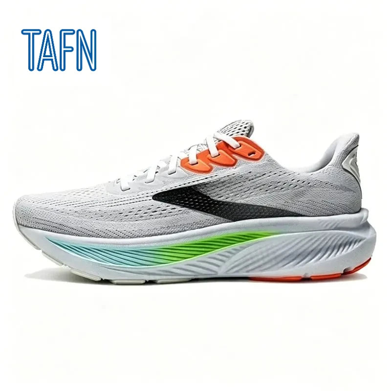 Professionelle Laufschuhe aus ultra-atmungsaktivem Jacquard-Gewebe, mit hochreaktiver Wellensohle für Marathontraining und intensive Langstreckenläufe.