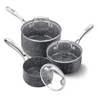 HLAFRG 3 pz/set Pentola Premium Durevole Rivestimento in Granito Pentola per Zuppa Pentola per Latte Domestico con Coperchio in Vetro per Fornello a Induzione Utensili da Cucina
