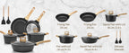 Set di padelle per piano cottura a induzione 10 pezzi, set di pentole e padelle antiaderenti, set di pentole da cucina con coperchi, granito, senza PFAS