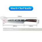 Professionelles 8-Zoll-Kochmesser aus 7CR17-Stahl mit Laser-Damastmuster, Pakkaholzgriff, Küchenmesser mit Scheide und Geschenkverpackung
