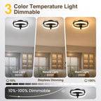 Ventilatore da soffitto rotondo Aiopp Ultra Quiet LED con luce e telecomando, 6 velocità, dimmerabile, motore DC reversibile, a basso profilo, per camera da letto, casa, cucina