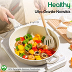 DONNOR 15 Pezzi Pentole e Padelle in Ceramica Set di Pentole Sane Antiaderenti Set da Cucina Set da Cucina con Padella a Induzione RV Set JT530