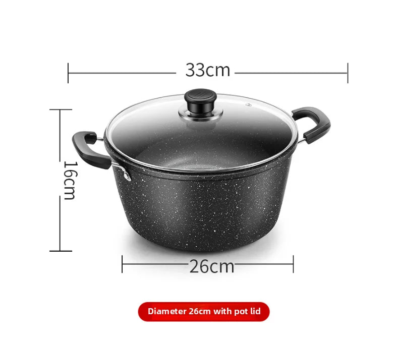Maifan Steintopf Suppentopf Universelle Zwei-Ohr-Küchenutensilien Suppe mit Deckel Nudeltopf Induktionsherd GAS