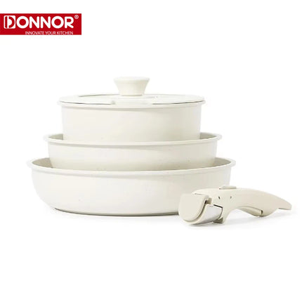 Donnor Set di pentole da cucina pressofuse antiaderenti da 5 pezzi con manico staccabile, vendita calda per la casa