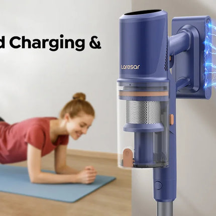 Laresar V11 650W 75000PA - Aspirapolvere senza fili ultra resistente, 90 minuti di autonomia, batteria rimovibile e display intelligente
