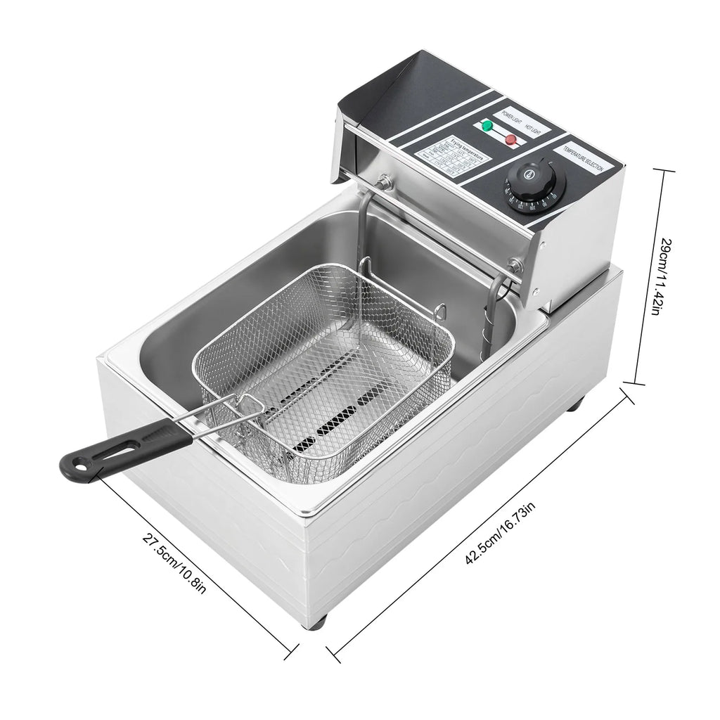 Friggitrice Elettrica Commerciale 6L 2500W 220V Euro Plug