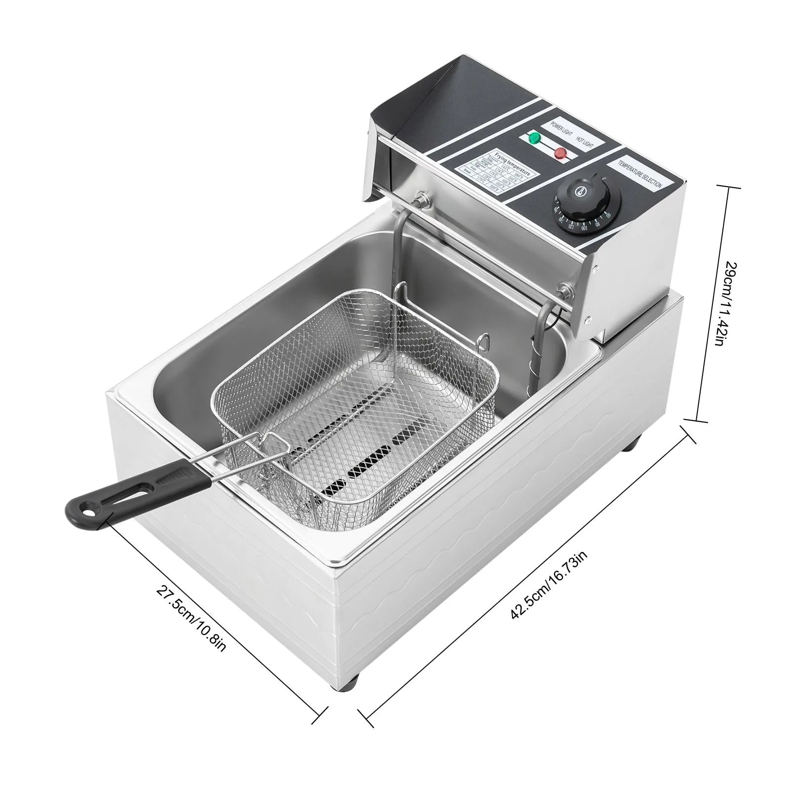 Friggitrice Elettrica Commerciale 6L 2500W 220V Euro Plug