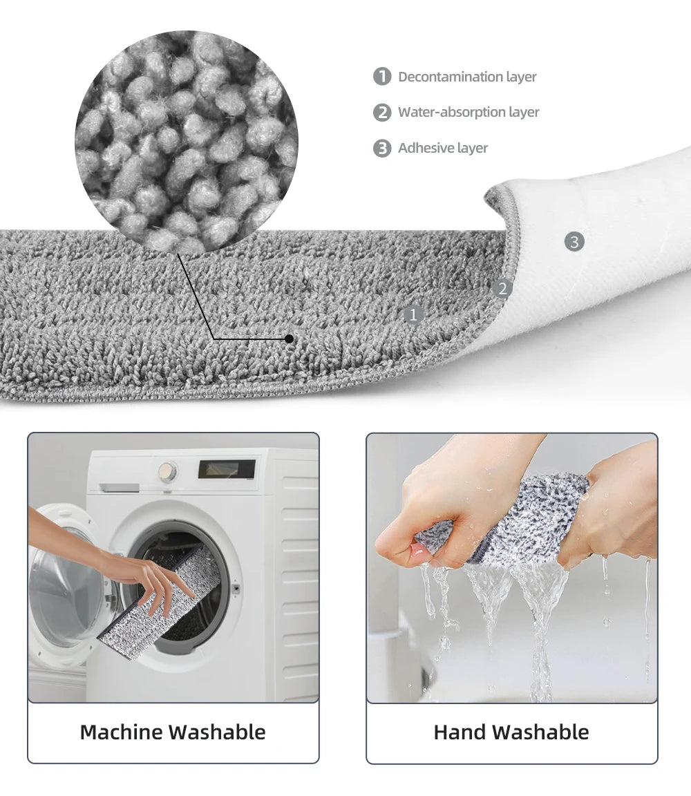 Freihändiges Flachmopp- und Eimerset für professionelle Bodenreinigungssysteme im Haushalt mit waschbaren Mikrofaserpads für Hartholz