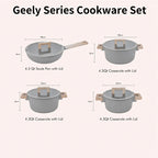DONNOR 13Psc Set di pentole e padelle Set di pentole antiaderenti Pentole a induzione in granito Set da cucina antiaderente con padelle JT447