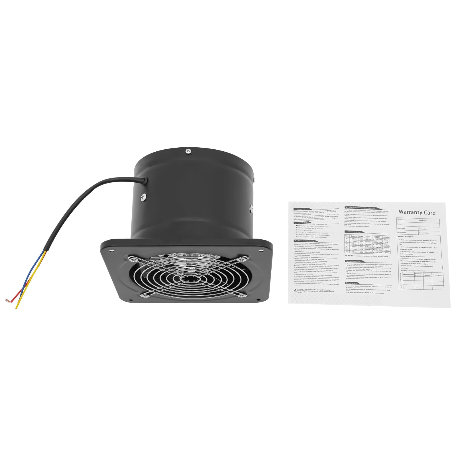 Ventilatore Estrattore Industriale/Domestico da 6 Pollici, Peso Netto 1,25 kg, EU 220V 50Hz, Cablaggio Richiesto, Fori di Montaggio Pre-forati